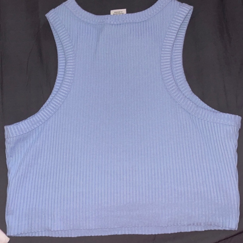Blue cropped Ribknit tank - Picture 3 of 3